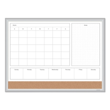 Picture of 4N1 Magnetic Dry Erase Combo Board, 23 x 17, Tan/White Surface, Silver Aluminum Frame