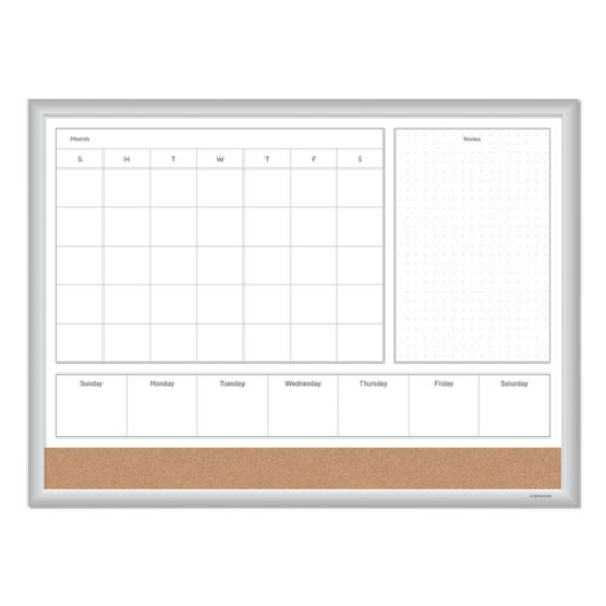 Picture of 4N1 Magnetic Dry Erase Combo Board, 23 x 17, Tan/White Surface, Silver Aluminum Frame