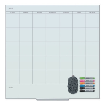 Picture of Floating Glass Dry Erase Undated One Month Calendar, 35 x 35, White
