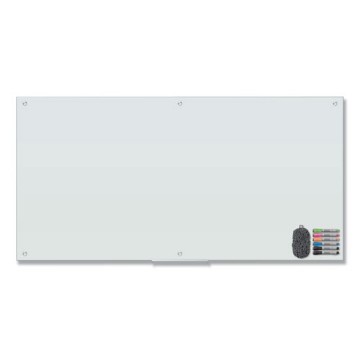 Picture of Magnetic Glass Dry Erase Board Value Pack, 70" x 35", Frosted White