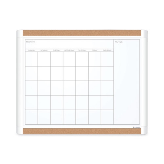 Picture of PINIT Magnetic Dry Erase Calendar with Plastic Frame, One-Month, 20 x 16, White Surface, White Plastic Frame
