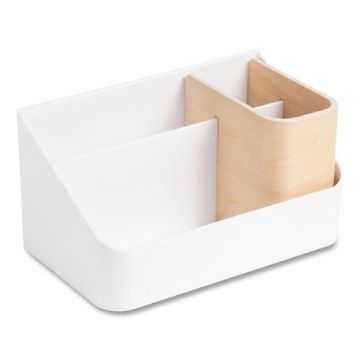 Picture of Mod All-in-One Desktop Organizer, 4 Compartments, 5.39 x 9.65 x 5.08, White, Plastic