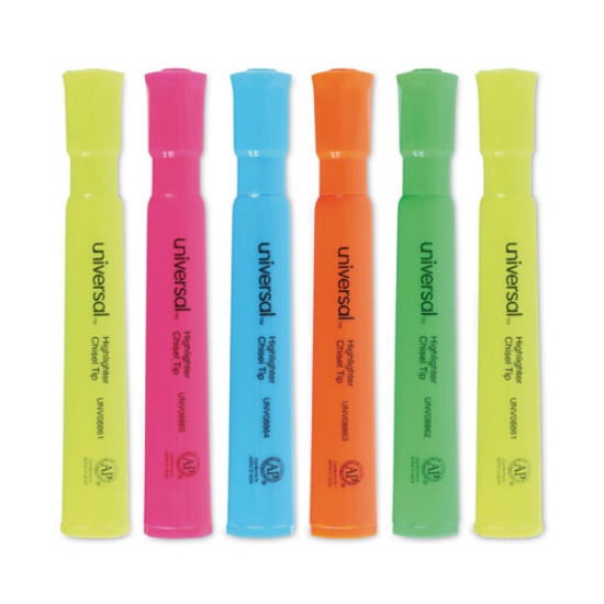 Picture of Desk Highlighters, Assorted Ink Colors, Chisel Tip, Assorted Barrel Colors, Dozen