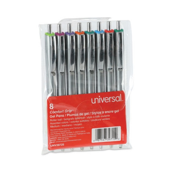 Picture of Comfort Grip Gel Pen, Retractable, Medium 0.7 mm, Assorted Ink and Barrel Colors, 8/Pack