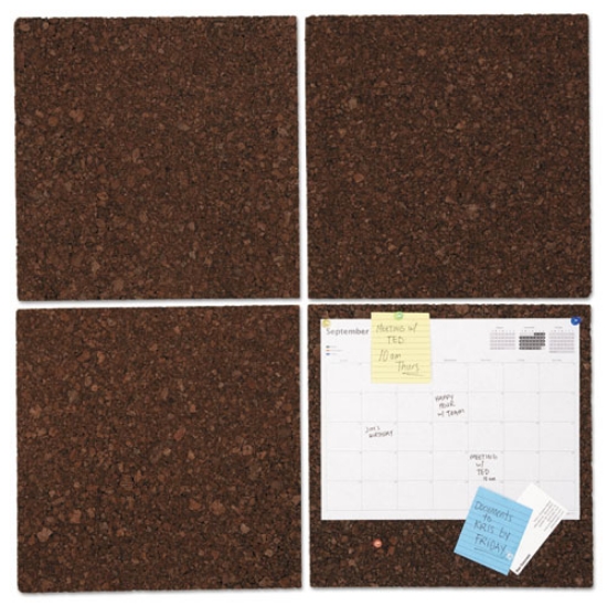 Picture of Cork Tile Panels, 12 x 12, Dark Brown Surface, 4/Pack