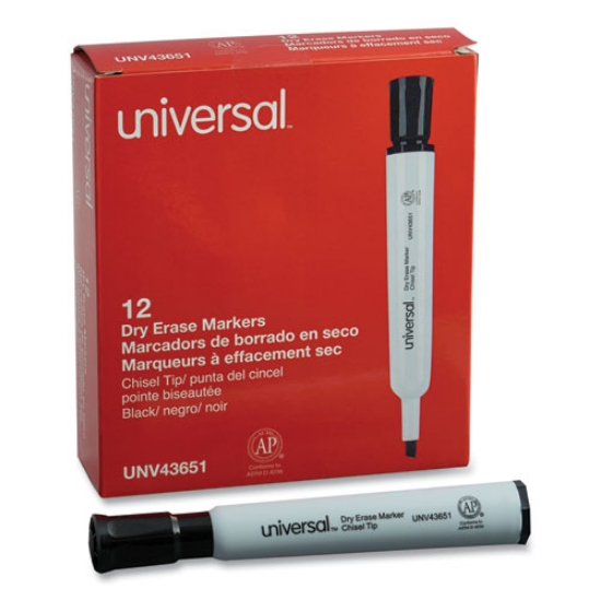 Picture of Dry Erase Marker, Broad Chisel Tip, Black, Dozen