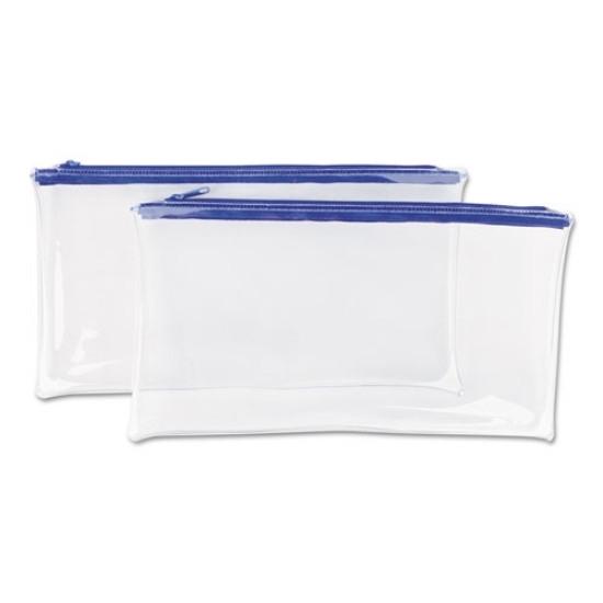 Picture of Zippered Wallets/cases, Transparent Plastic, 11 X 6, Clear/blue, 2/pack