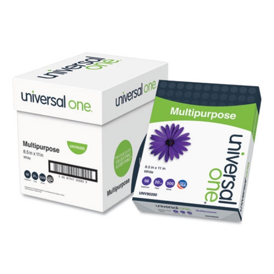 Picture of Multipurpose Paper, 98 Bright, 20 lb Bond Weight, 8.5 x 11, Bright White, 500 Sheets/Ream, 5 Reams/Carton