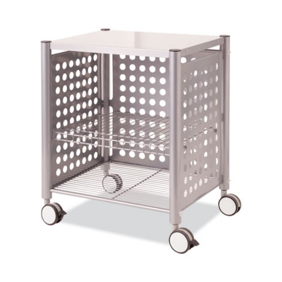 Picture of Deskside Machine Stand, Metal, 3 Shelves, 21.5" x 17.88" x 27", Matte Gray