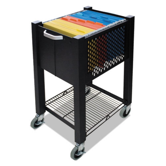 Picture of instacart sidekick deskside file cart, metal, 1 shelf, 1 bin, 14.25" x 16.25" x 27.75", black