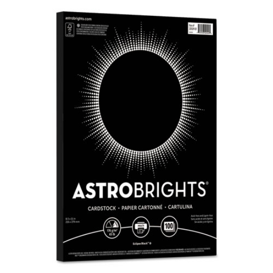 Picture of Color Cardstock, 65 lb Cover Weight, 8.5 x 11, Eclipse Black, 100/Pack