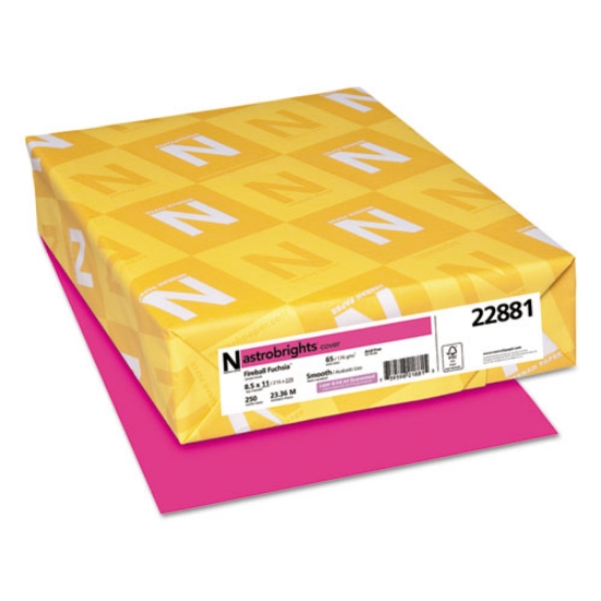 Picture of Color Cardstock, 65 lb Cover Weight, 8.5 x 11, Fireball Fuchsia, 250/Pack
