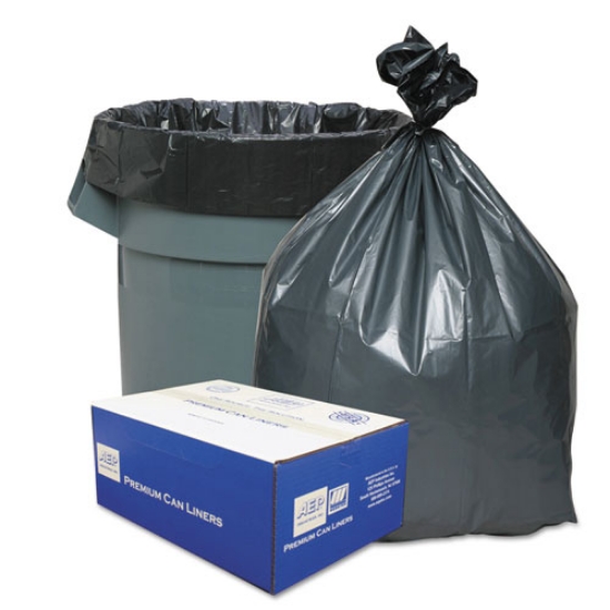 Picture of Can Liners, 45 gal, 1.55 mil, 39" x 46", Gray, 10 Bags/Roll, 5 Rolls/Carton