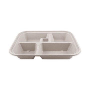 Picture of Fiber Bento Box Containers, 5-Compartment, 11.8 x 9.4 x 2, Natural, Paper, 300/Carton