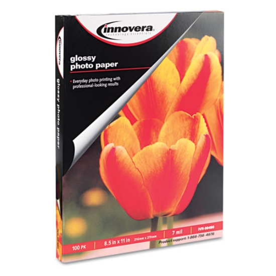 Picture of Glossy Photo Paper, 7 Mil, 8.5 X 11, Glossy White, 100/pack