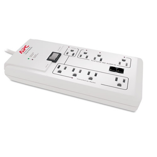 Picture of home/office surgearrest protector, 8 ac outlets, 6 ft cord, 2,030 j, white