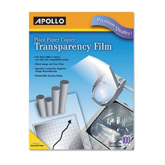 Picture of Plain Paper Laser Transparency Film With Handling Strip, 8.5 X 11, Black On Clear, 100/box