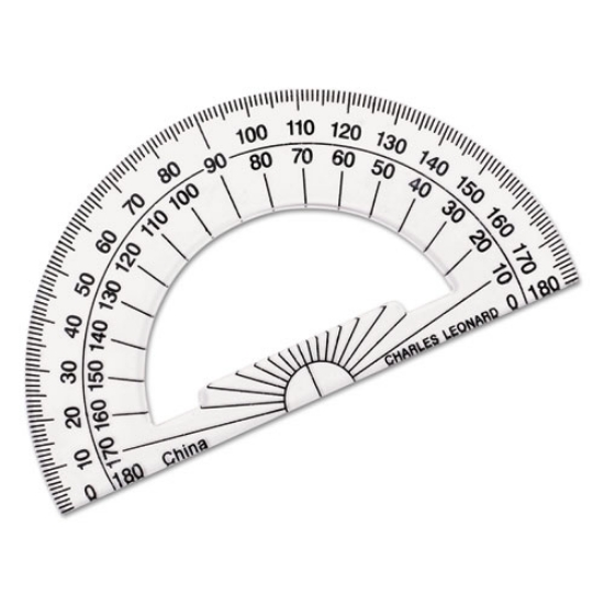 Picture of Open Center Protractor, Plastic, 4" Base, Clear, Dozen