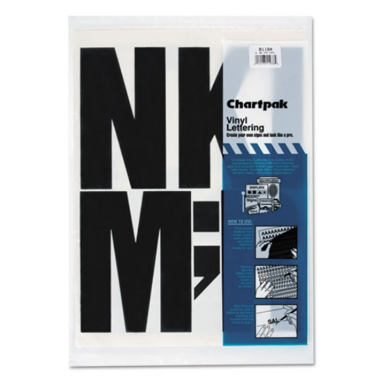 Picture of Press-On Vinyl Uppercase Letters, Self Adhesive, Black, 6"h, 38/pack