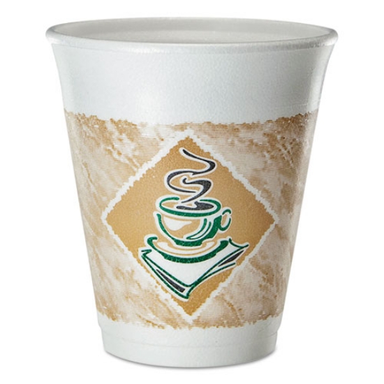Picture of Cafe G Foam Hot/cold Cups, 8 Oz, Brown/green/white, 25/pack