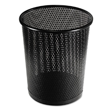 Picture of urban collection punched metal wastebin, 20.24 oz, perforated steel, black