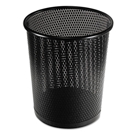 Picture of urban collection punched metal wastebin, 20.24 oz, perforated steel, black