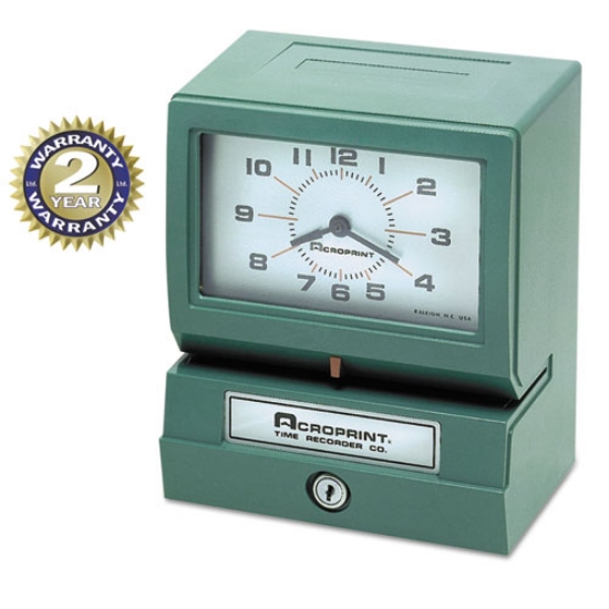 Picture of Model 150 Heavy-Duty Time Recorder, Automatic Operation, Month/date/0-23 Hours/minutes Imprint, Green
