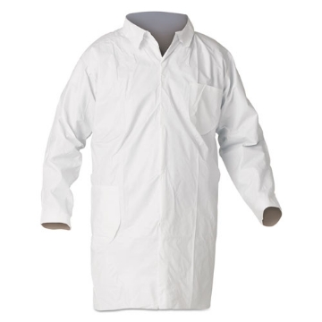 Picture of A40 Liquid and Particle Protection Lab Coats with Pocket, Large, White, 30/Carton