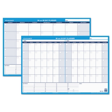 Picture of 30/60-Day Undated Horizontal Erasable Wall Planner, 36 X 24, White/blue Sheets, Undated
