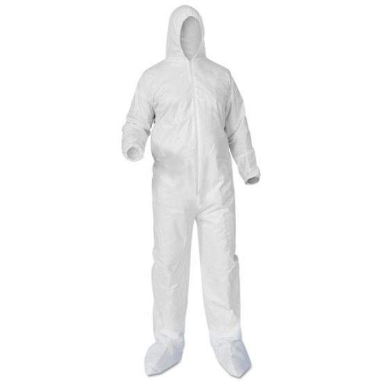 Picture of A35 Liquid And Particle Protection Coveralls, Zipper Front, Hood/boots, Elastic Wrists/ankles, 4x-Large, White, 25/carton