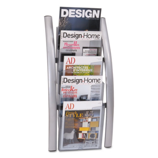 Picture of Wall Literature Display, 13w x 3.5d x 28.5h, Silver Gray/Translucent