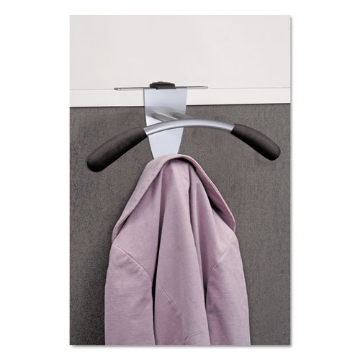 Picture of Hanger Shaped Partition Coat Hook, Metal/Foam/ABS, Silver/Black