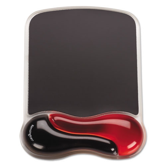 Picture of Duo Gel Wave Mouse Pad with Wrist Rest, 9.37 x 13, Red