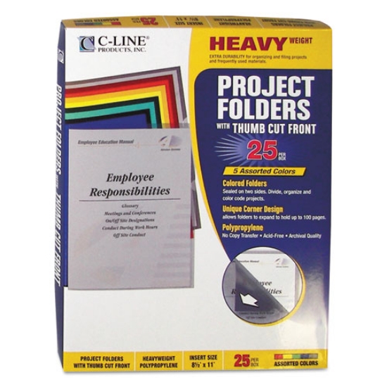 Picture of Poly Project Folders, Letter Size, Assorted Colors, 25/box