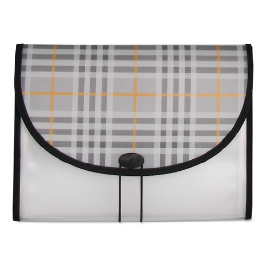 Picture of Plaid Design Expanding Files, 1.5" Expansion, 13 Sections, Cord/Hook Closure, 1/6-Cut Tabs, Letter Size, Gray Plaid