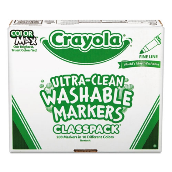 Picture of Ultra-Clean Washable Marker Classpack, Fine Bullet Tip, 10 Assorted Colors, 200/Pack