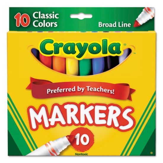 Picture of Non-Washable Marker, Broad Bullet Tip, Assorted Classic Colors, 10/Pack