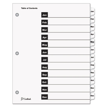 Picture of OneStep Printable Table of Contents and Dividers, 12-Tab, Jan. to Dec., 11 x 8.5, White, White Tabs, 1 Set