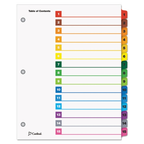 Picture of OneStep Printable Table of Contents and Dividers, 15-Tab, 1 to 15, 11 x 8.5, White, Assorted Tabs, 1 Set