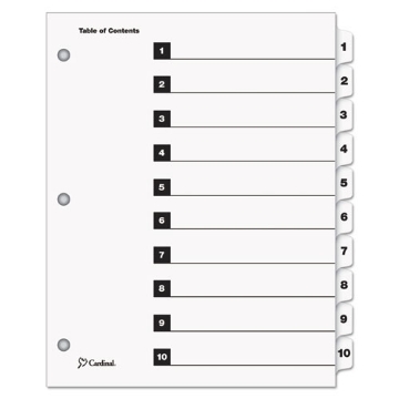 Picture of QuickStep OneStep Printable Table of Contents and Dividers, 10-Tab, 1 to 10, 11 x 8.5, White, White Tabs,  24 Sets