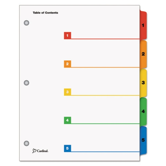 Picture of OneStep Printable Table of Contents and Dividers, 5-Tab, 1 to 5, 11 x 8.5, White, Assorted Tabs, 1 Set