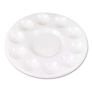 Picture of Round Plastic Paint Trays For Classroom, White, 10/pack
