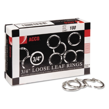 Picture of Metal Book Rings, 0.75" Diameter, 100/Box
