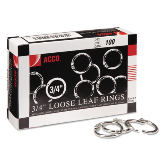 Picture of Metal Book Rings, 0.75" Diameter, 100/Box