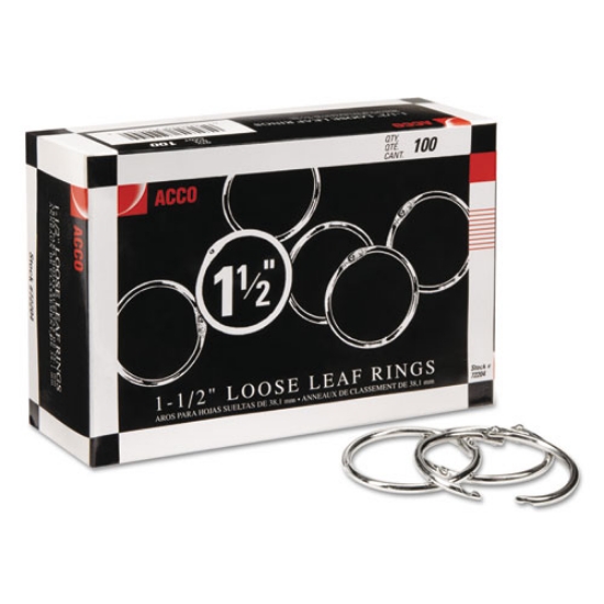 Picture of Metal Book Rings, 1.5" Diameter, 100/Box
