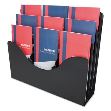 Picture of 3-Tier Document Organizer W/6 Removable Dividers, 13.38w X 3.5d X 11.5h, Black