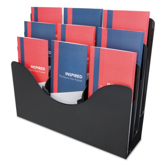 Picture of 3-Tier Document Organizer W/6 Removable Dividers, 13.38w X 3.5d X 11.5h, Black