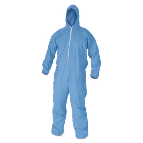 Picture of A65 Zipper Front Flame Resistant Hooded Coveralls, Elastic Wrist And Ankles, 6x-Large, Blue, 21/carton