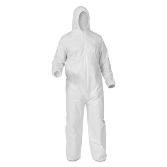 Picture of A35 Liquid And Particle Protection Coveralls, Zipper Front, Hooded, Elastic Wrists And Ankles, X-Large, White, 25/carton