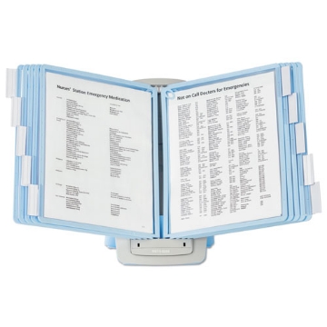 Picture of sherpa style desk-mount reference system, 10 panel, 20 sheet capacity, blue/gray